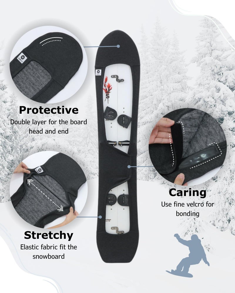 MONS Powder Snowboard Setback Stance Protection Soft Sleeve Cover with Binding On for packing in board bag Scratch-Resistant (L) - Image 4